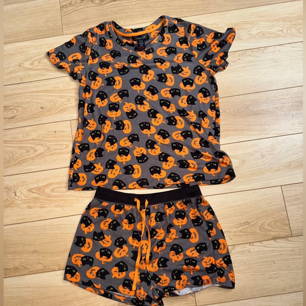 Halloween Pajama Set - Orange and Black cats